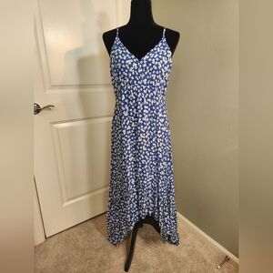 Floral Blue Hi-lo Maxi Sun Dress